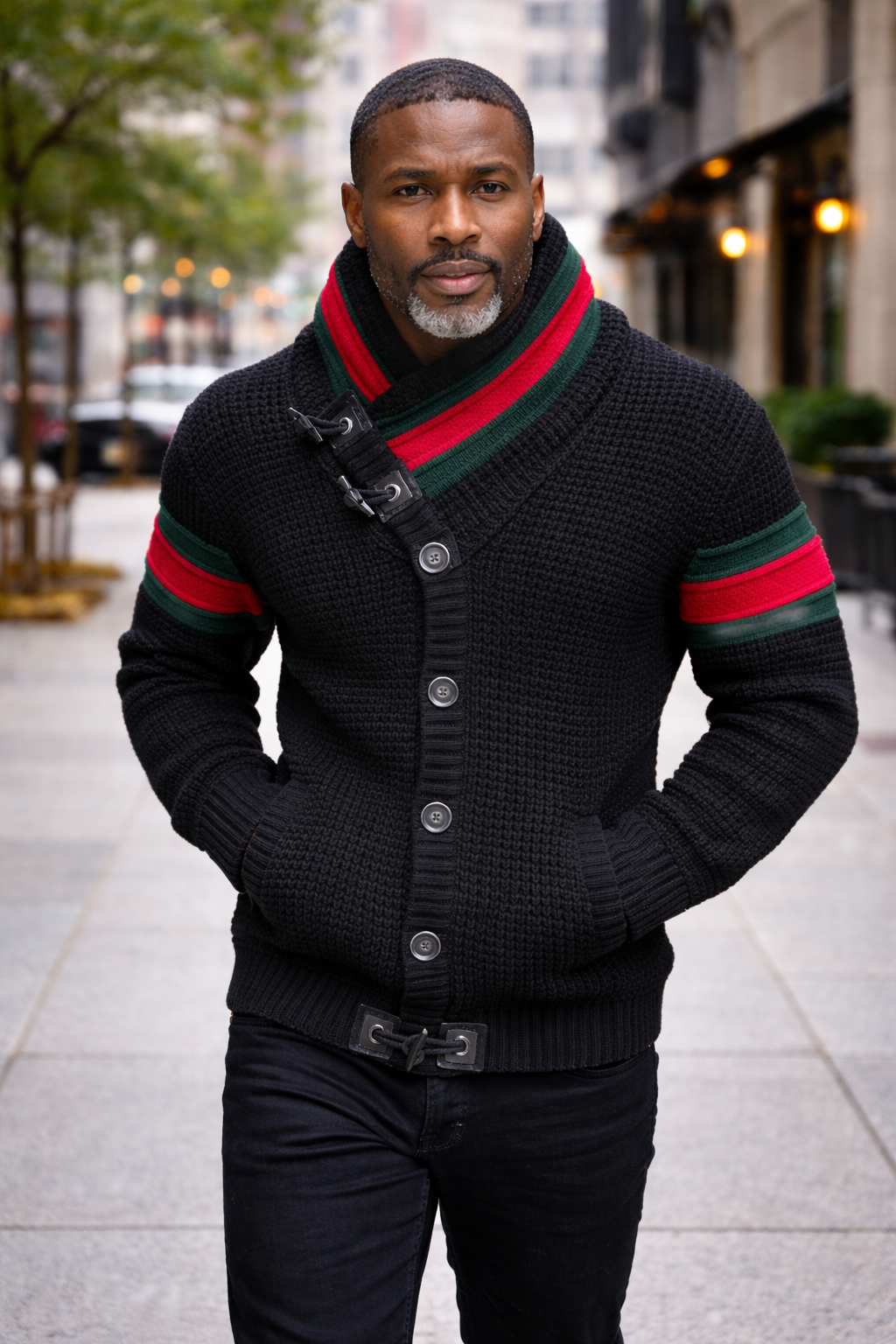 Lcr High Collar Sweater (Black/Red/Green) 00012C5