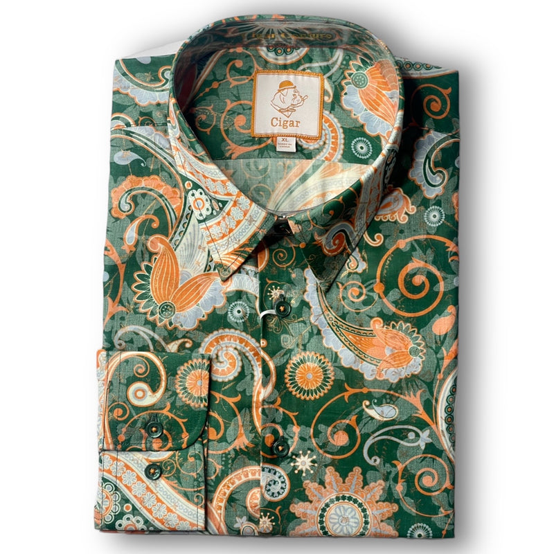 Cigar Couture "Sunset2" Shirt (Green) 4619