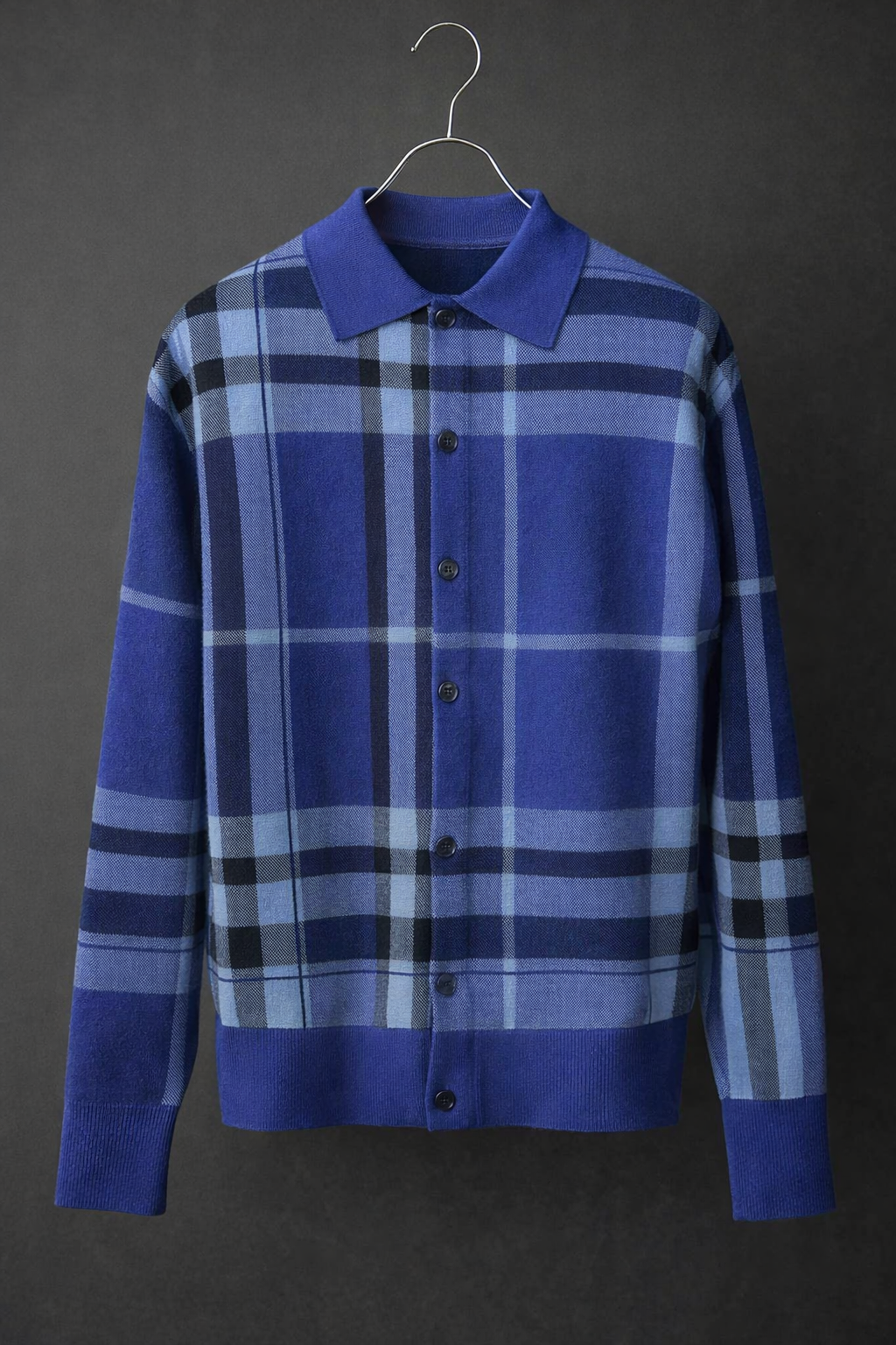 Lanzino Men’s Knit Button-Up Sweater – Blue