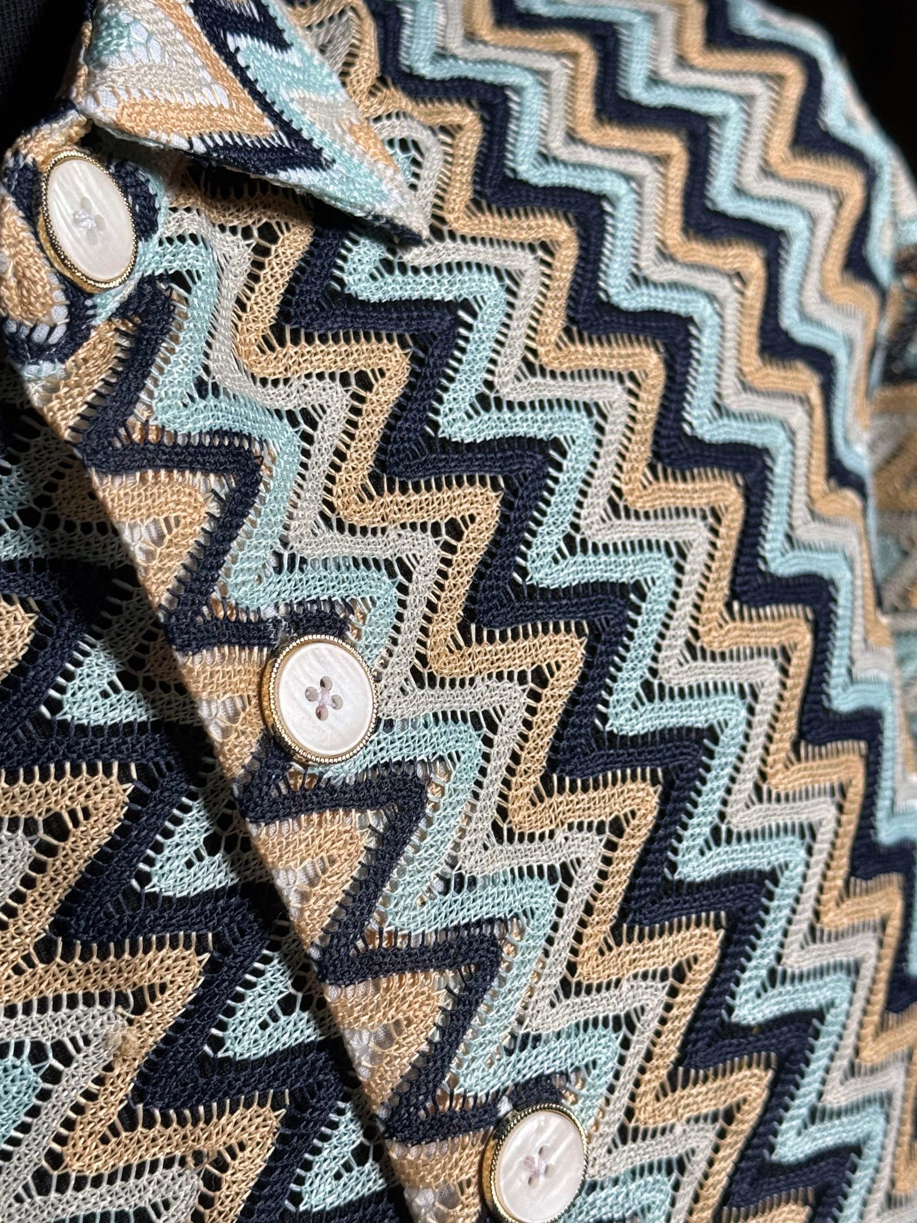 Lanzino "Woven" Short Sleeve Shirt (Navy) 102