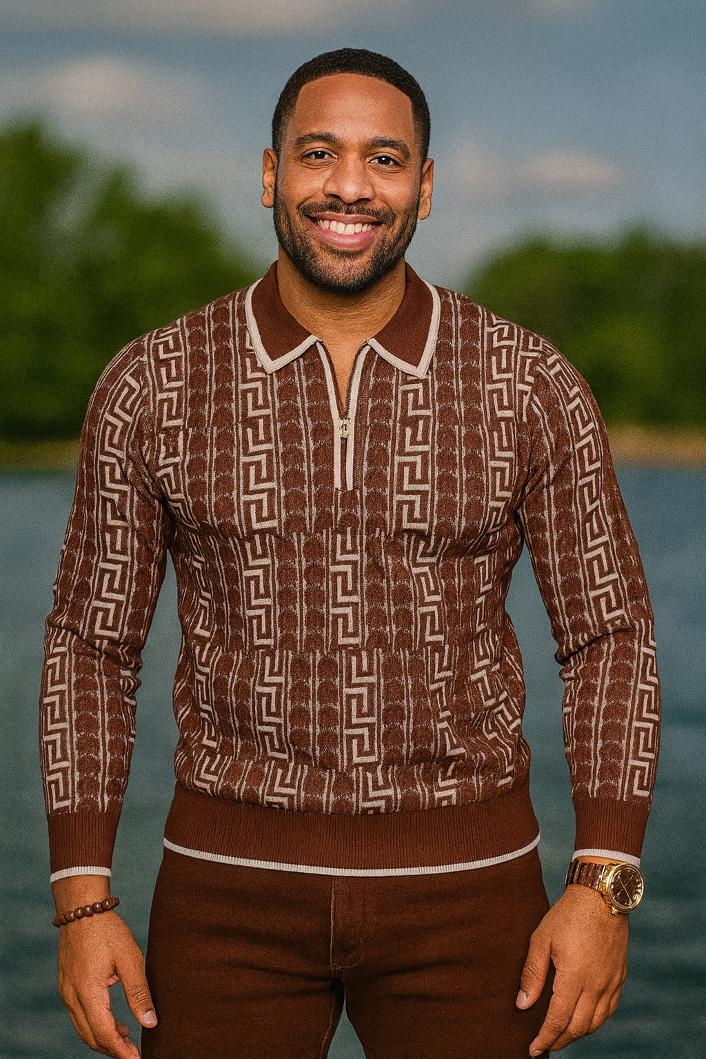 Prestige "Vector" Polo Sweater (Brown) 571