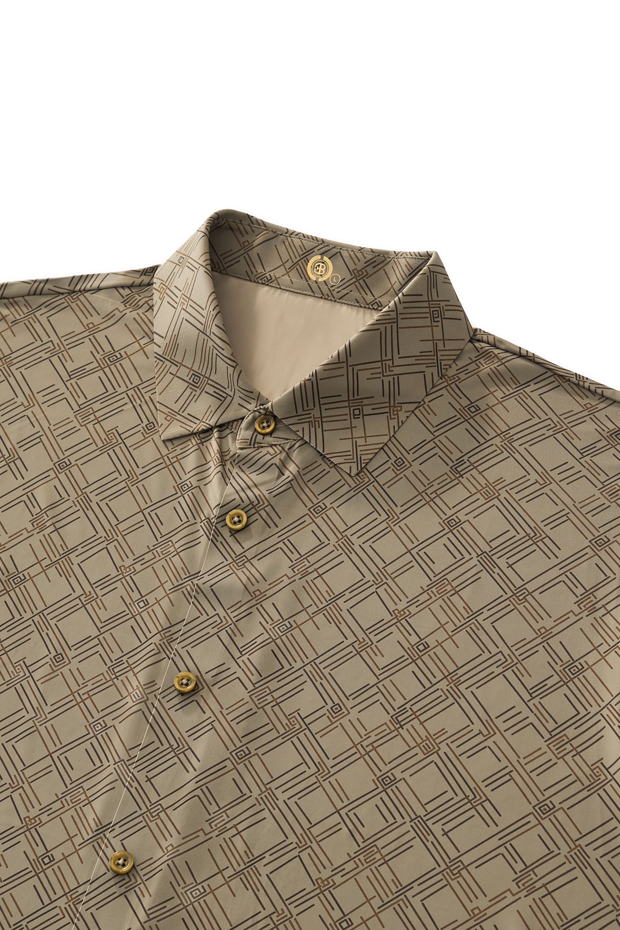 Seamless Geo Print Shirt – El Baron KHAKI
