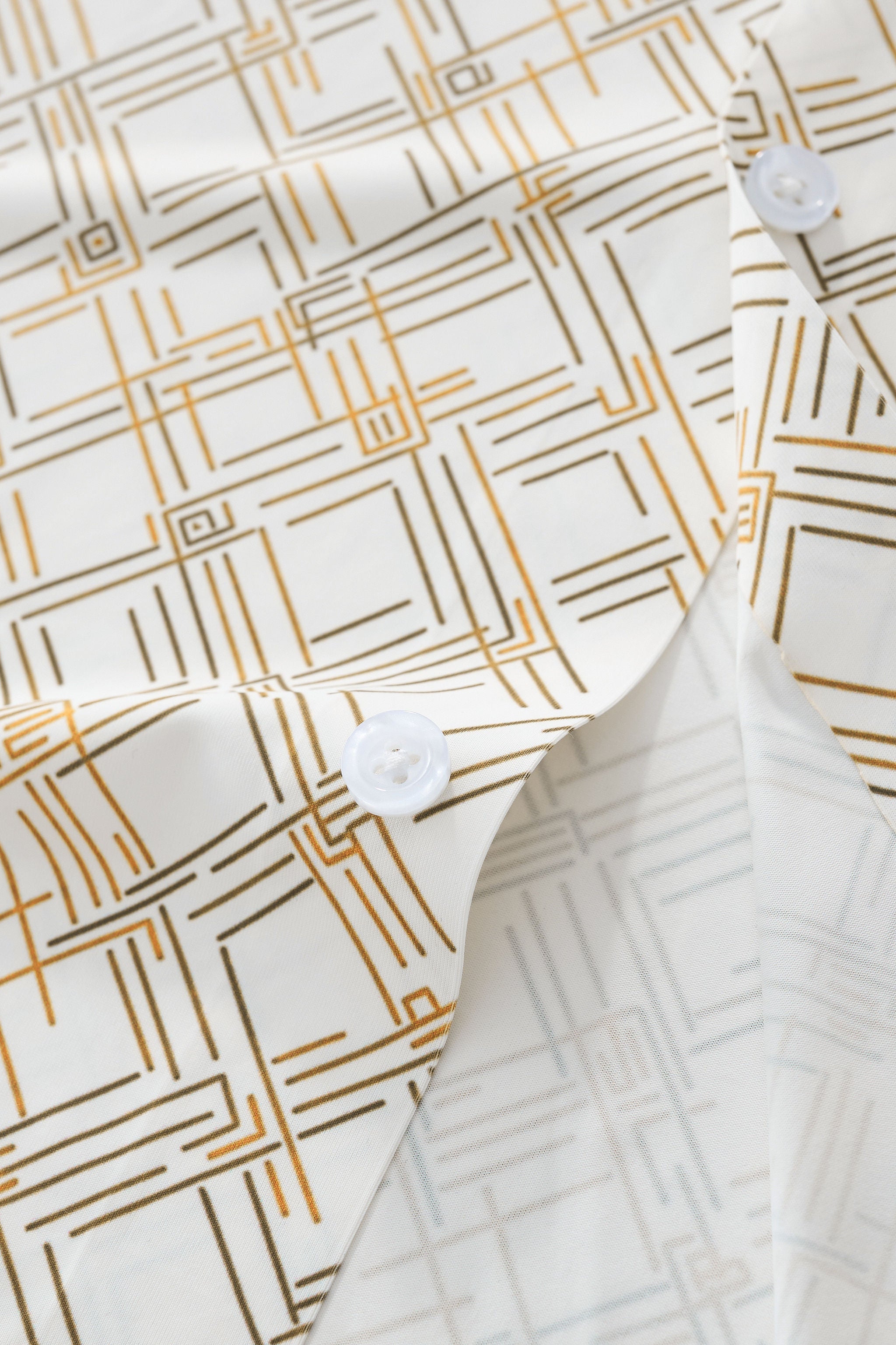 Seamless Geo Print Shirt – El Baron WHITE