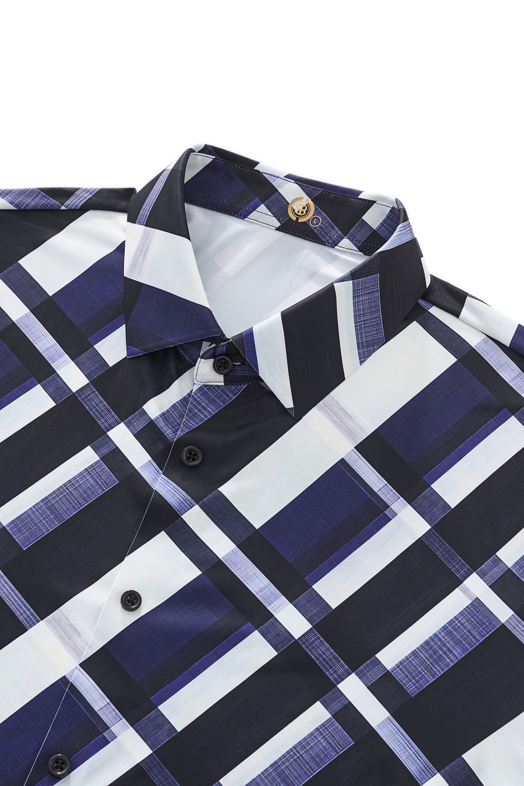 Seamless Bold Plaid Shirt – El Baron BLUE