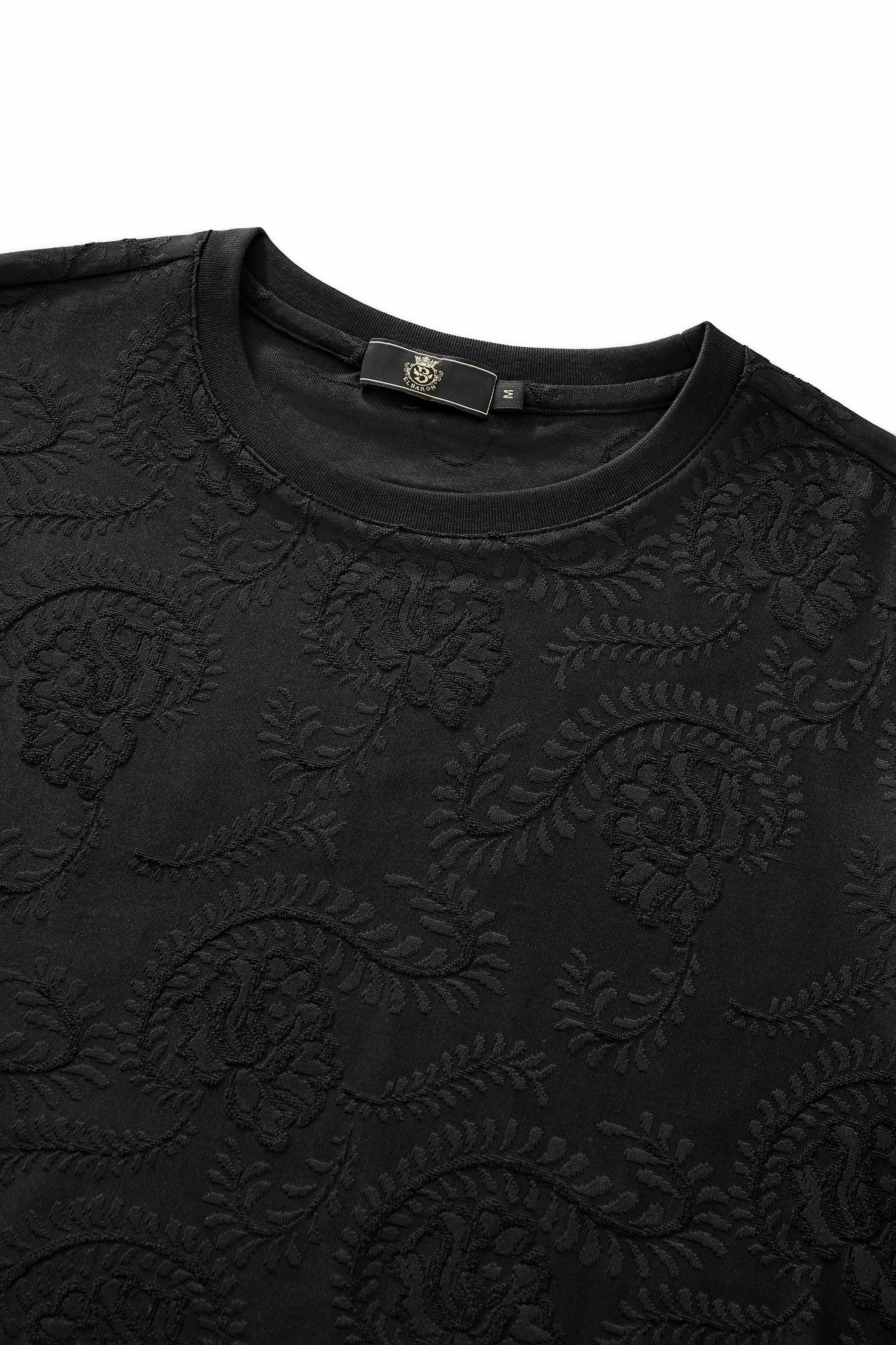 Embossed Paisley Tee – El Baron BLACK