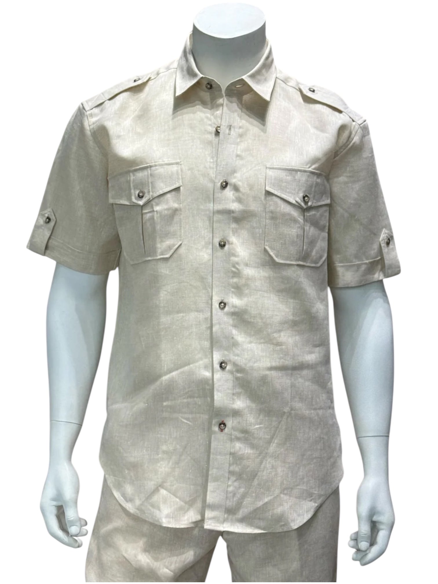 Inserch Military Linen Shirt (Oatmeal)