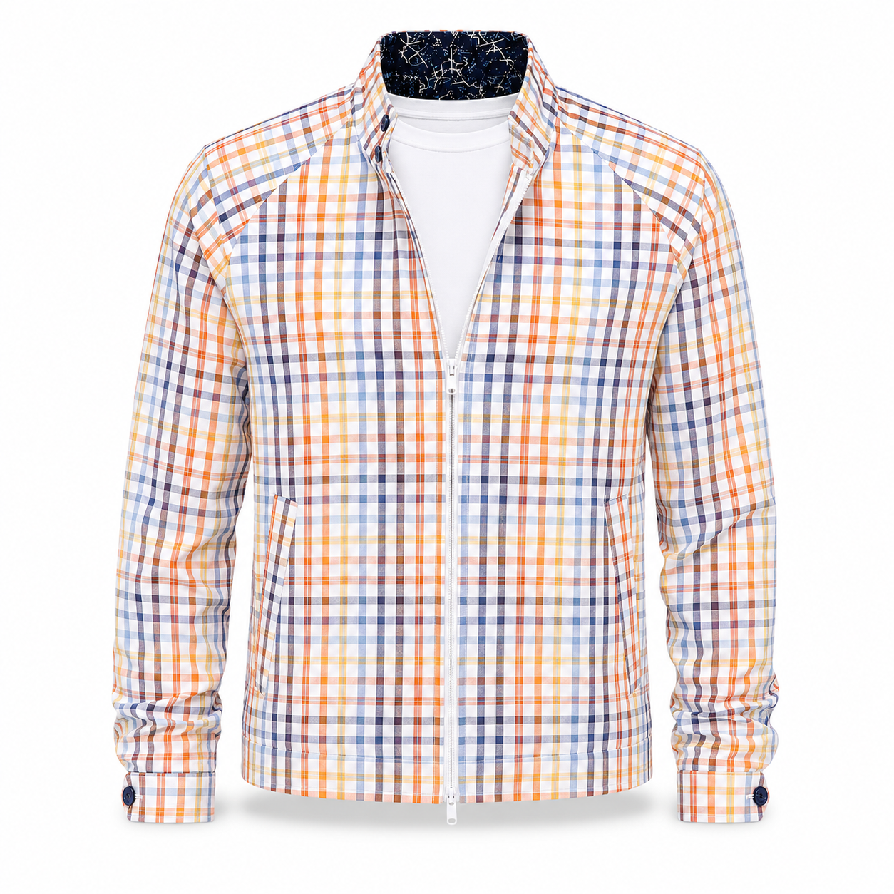 Inserch Men's Seersucker Bomber Jacket – 271 White Multi