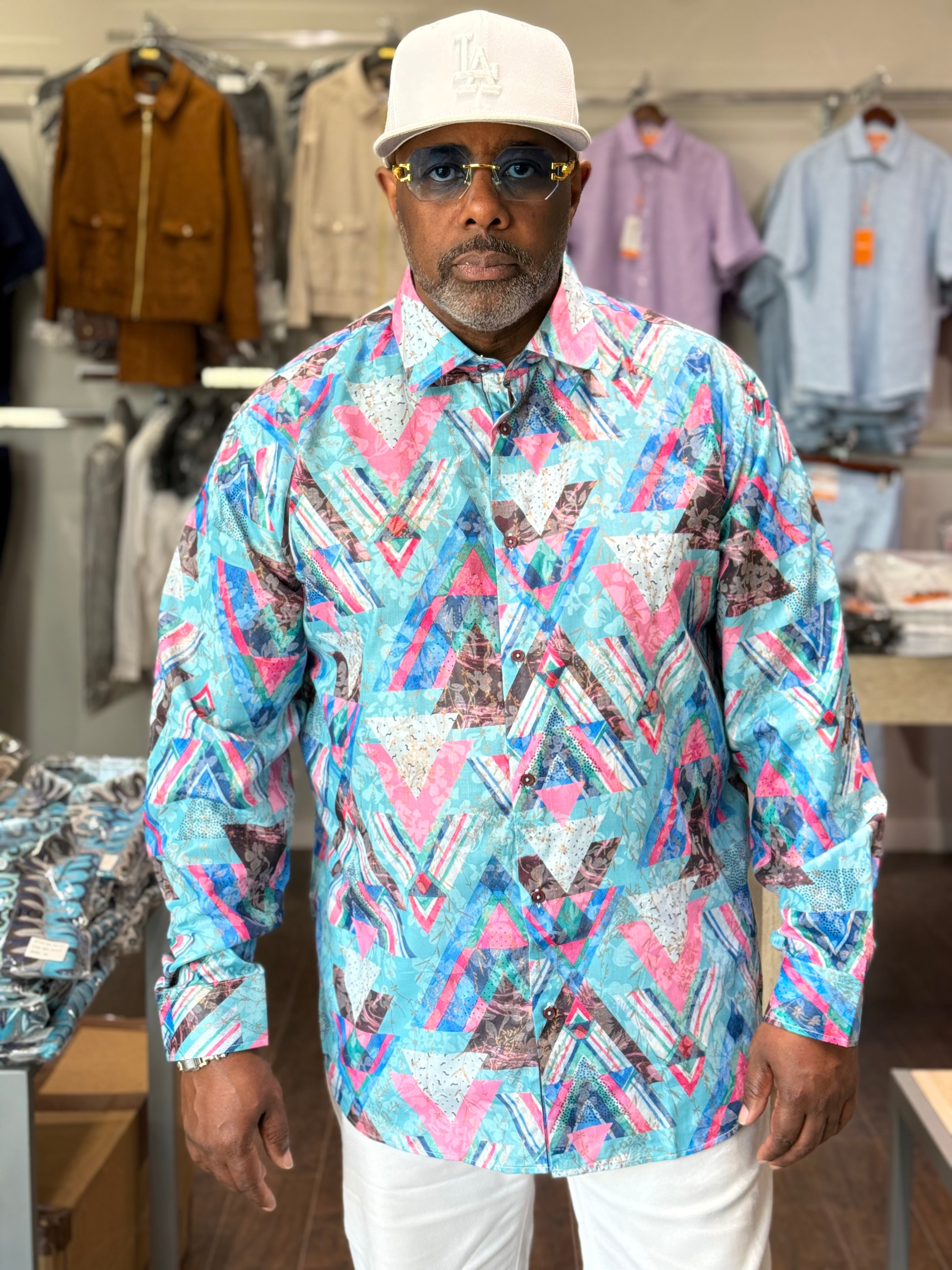 Cigar Couture "Sunset2" Shirt (Aqua) 4072