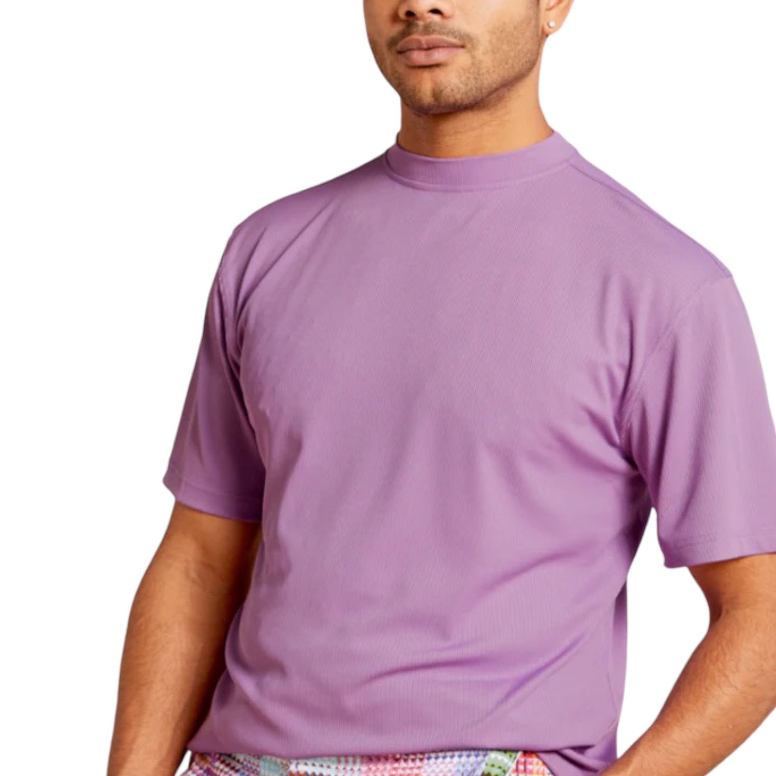 Inserch Men’s Short Sleeve Mock Neck Sweater - Lavender