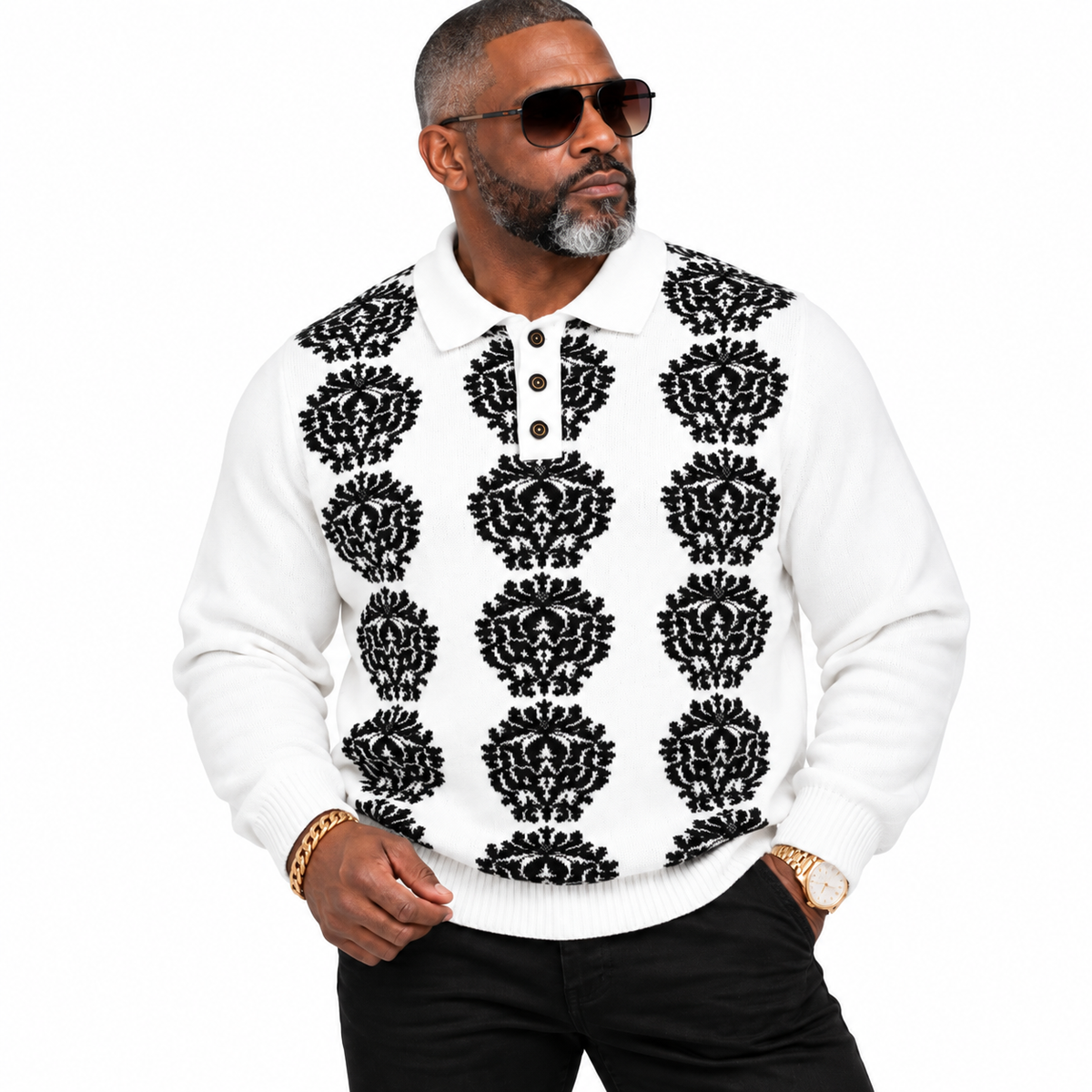 Prestige Mens Polo Sweater (White) 216