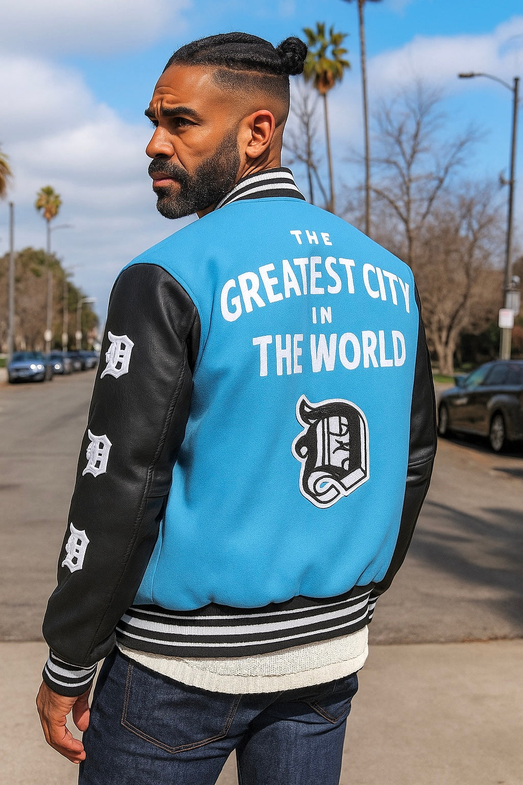 Jordan Craig "Detroit City" Bomber Jacket (Blue)