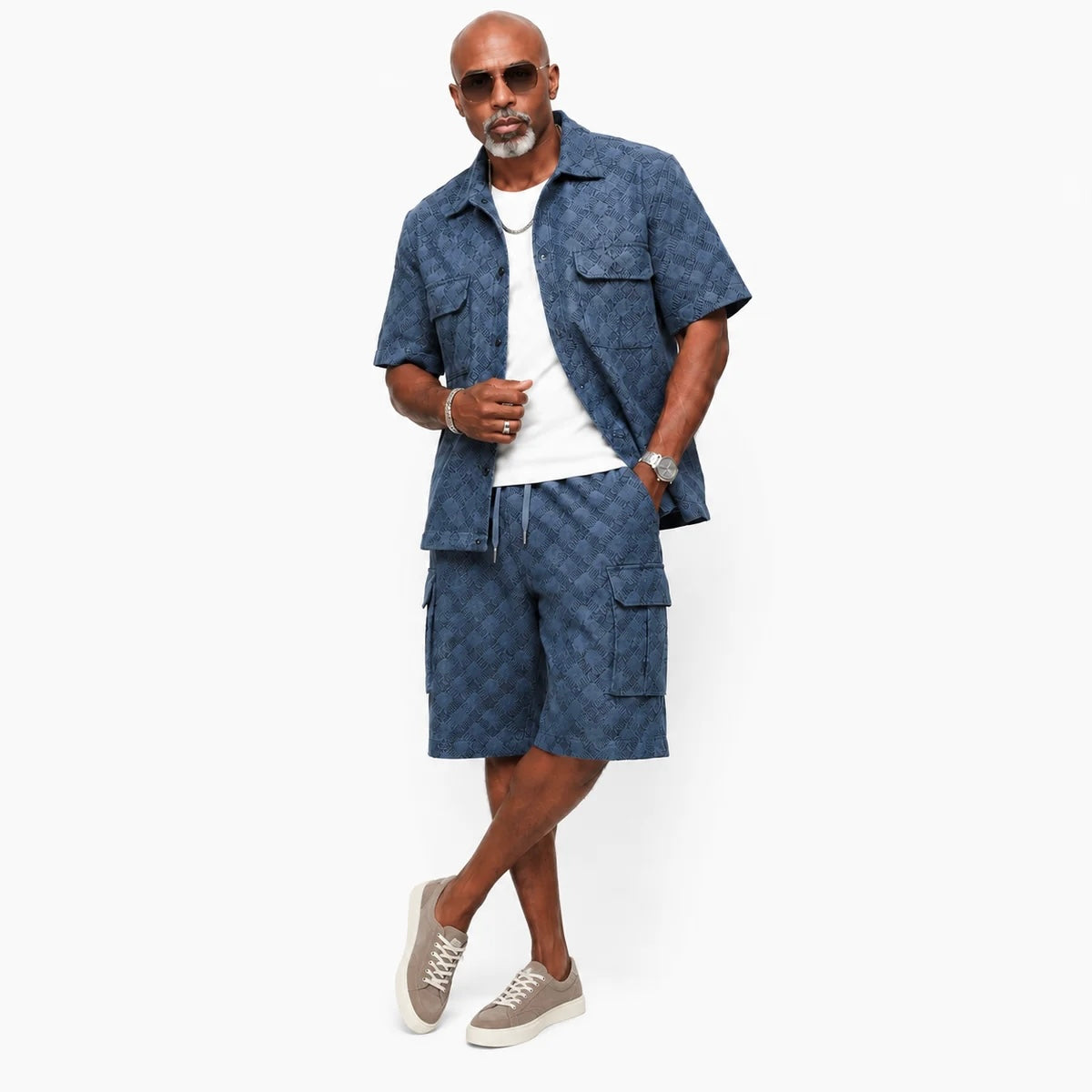 Stacy Adams Denim Cargo Short Set 3963 - Blue