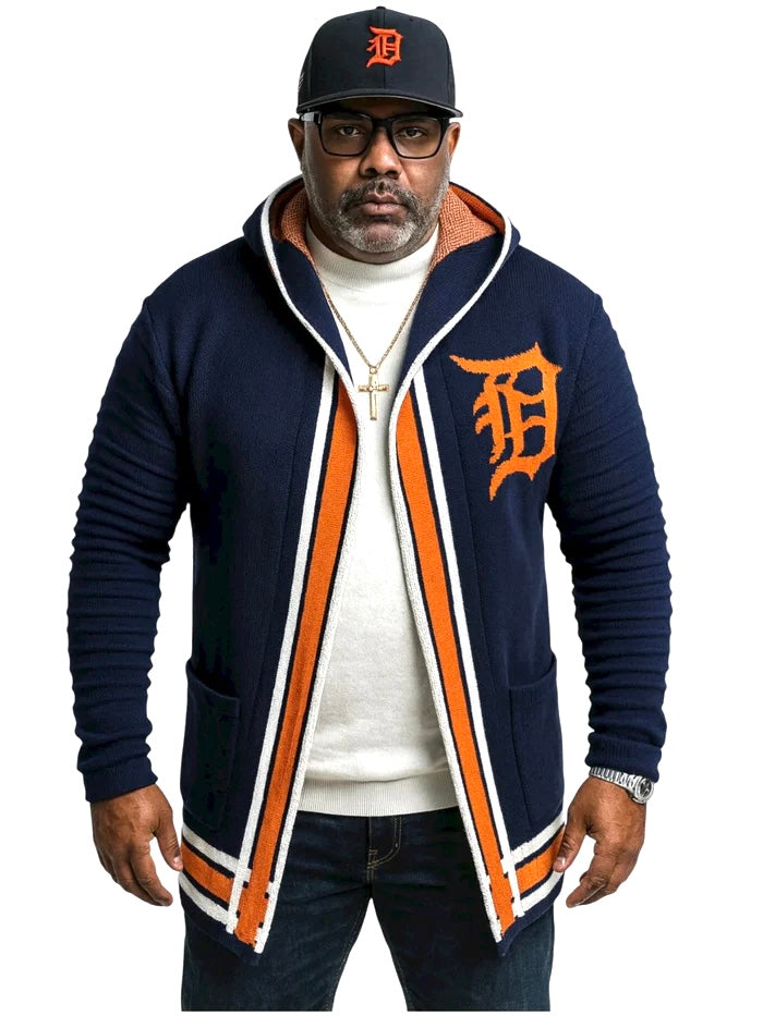 OIM "Motor Ave" Detroit 3/4 Length Sweater Jacket (Navy)