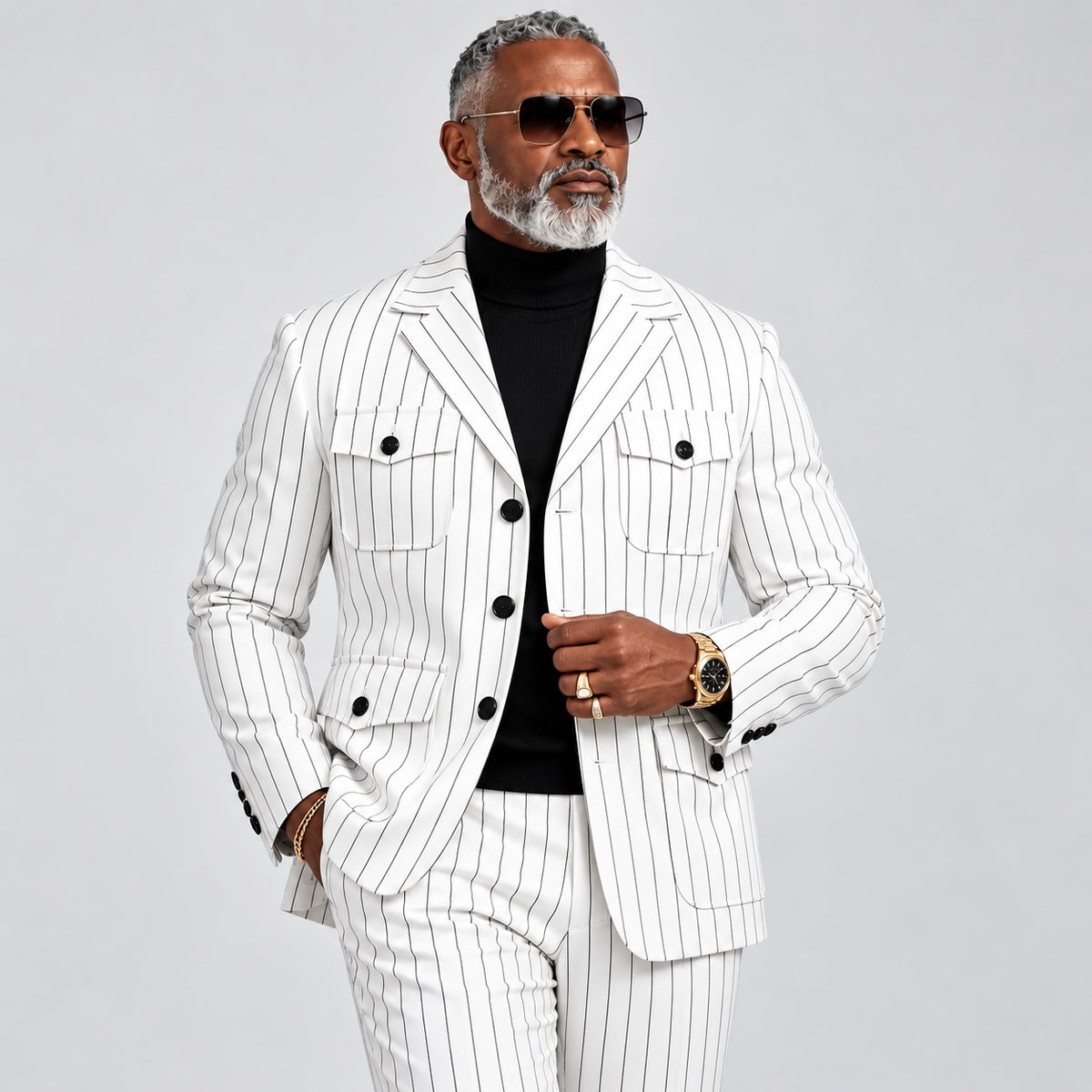 Rossi Man Safari Men's Modern Fit Suit - WhiteRM1980