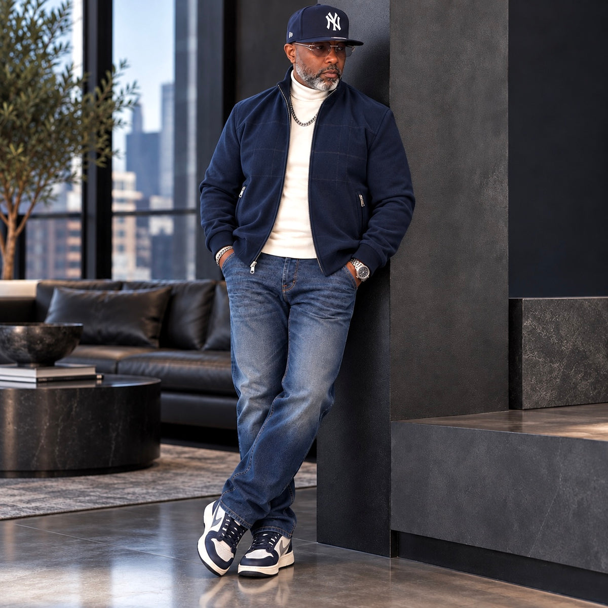 Enzo "Kingston" Car Coat - Navy Blue