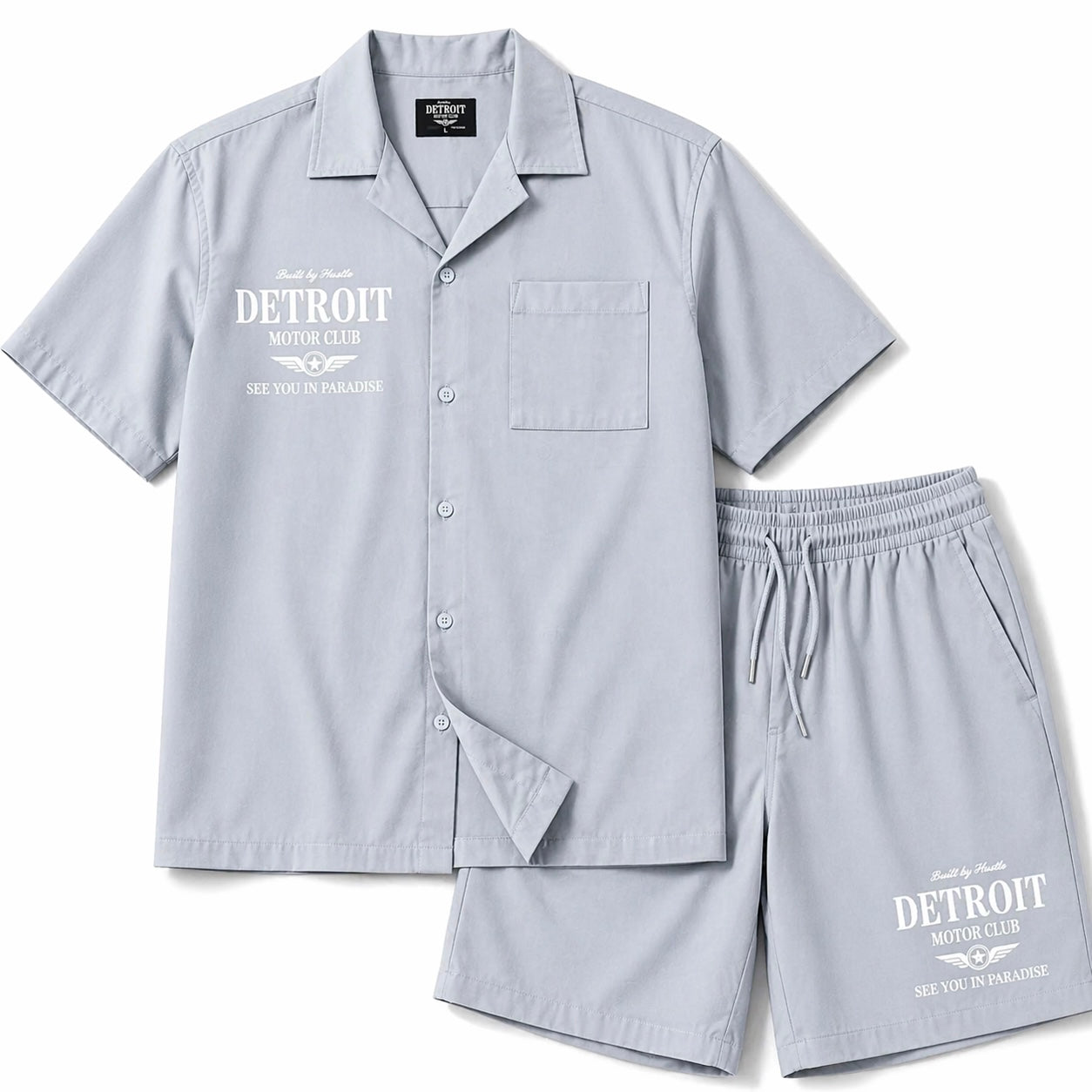 Jordan Craig Men’s Detroit Motor Club Short Set – Gray Sky