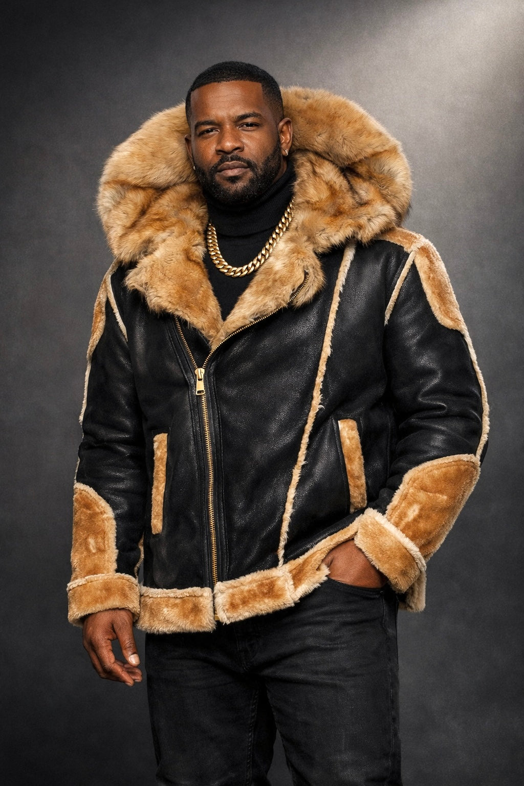 Jordan Craig "Motto" Shearling Coat (Black Coffee)