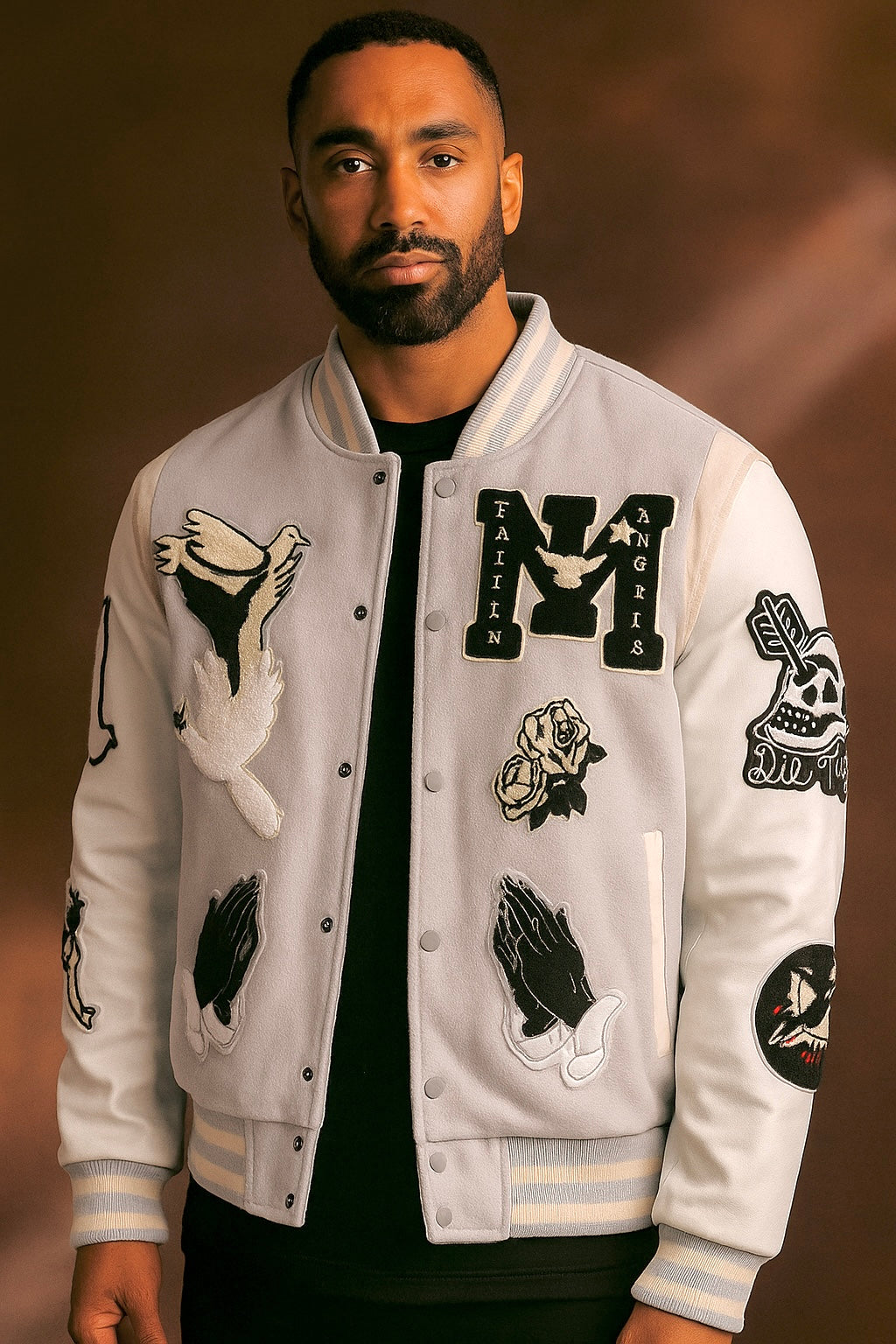 Jordan Craig Men’s Wool Bomber Jacket – Light Gray