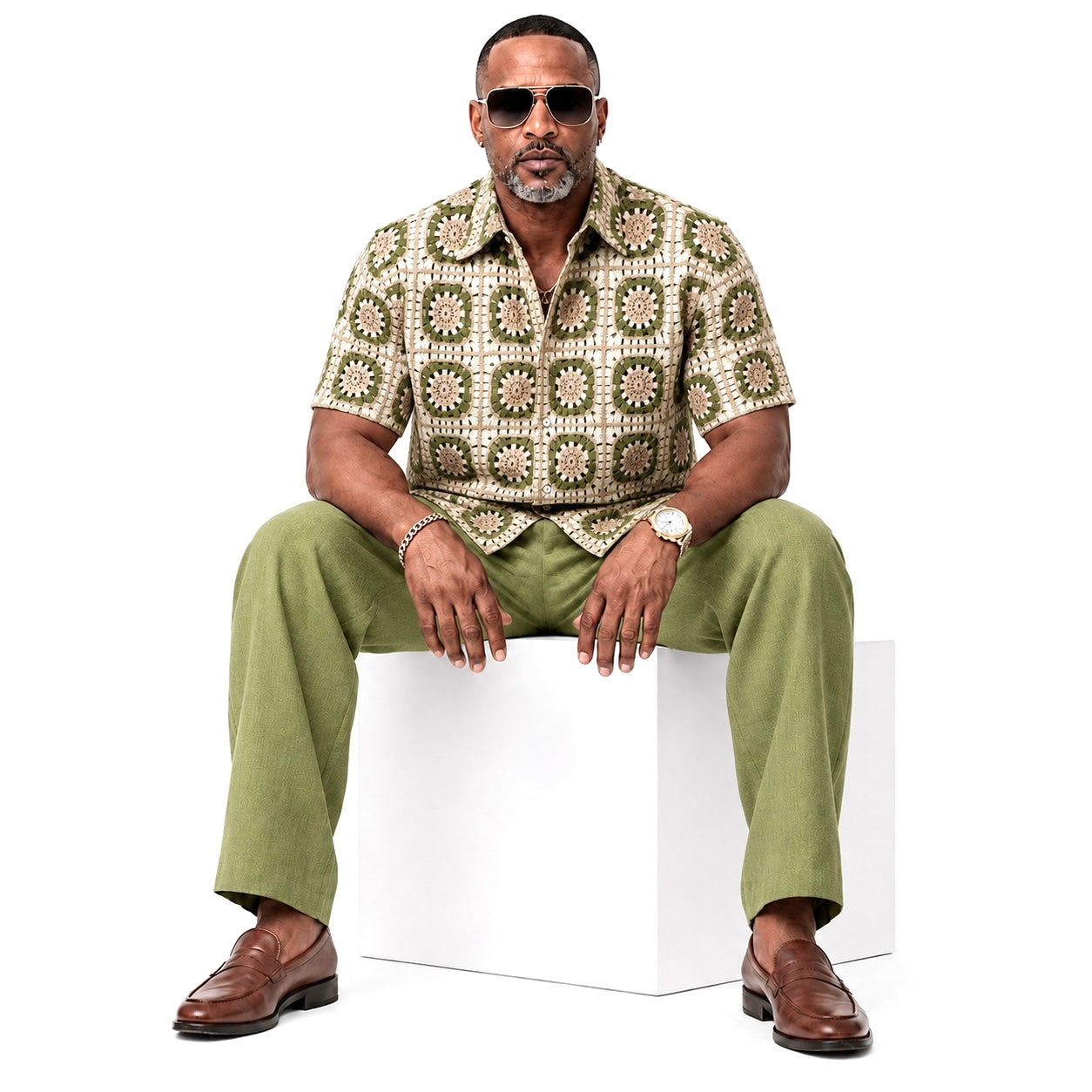 Lanzino Monte Carlo Shirt Pant Set – Green