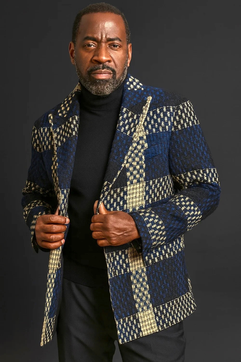 Lanzino 3/4 Length Car Coat (Blue/Black)