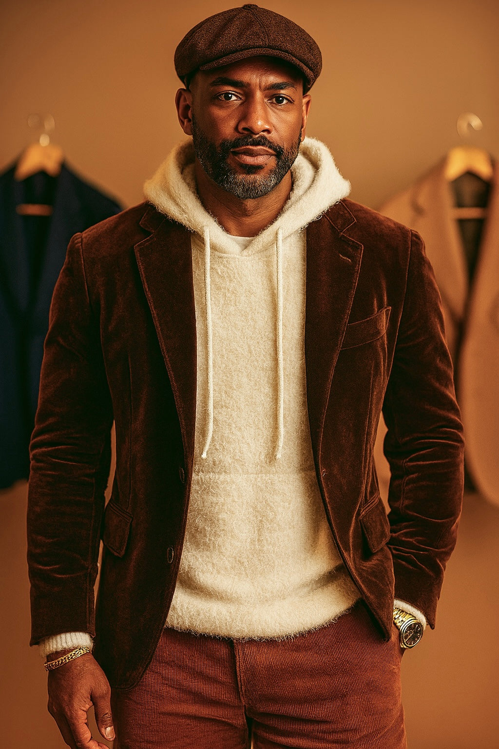 Men’s Soft Knit Hoodie Sweater – Off White