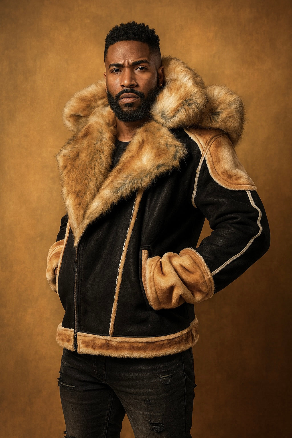 Jordan Craig "Motto" Shearling Coat (Black Coffee)