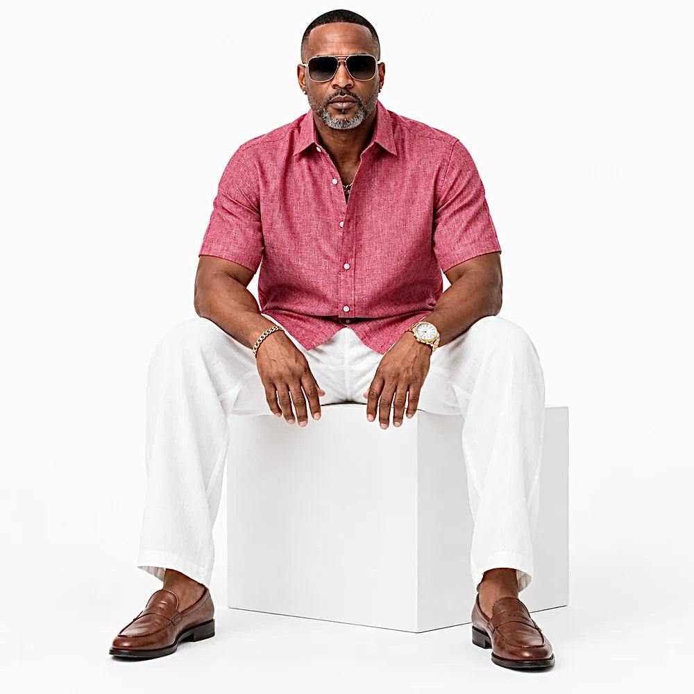 Inserch Premium Linen Shirt Red 7172