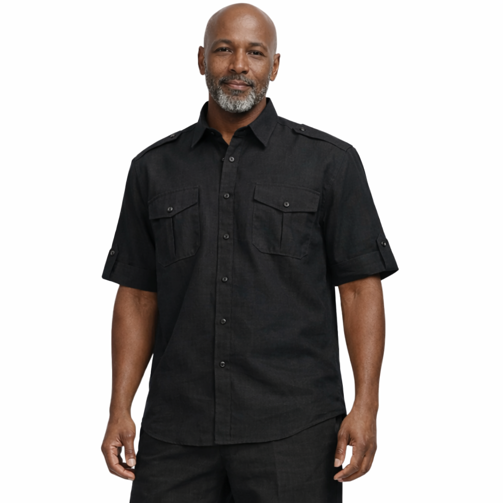 Inserch Military Linen Shirt (Black)