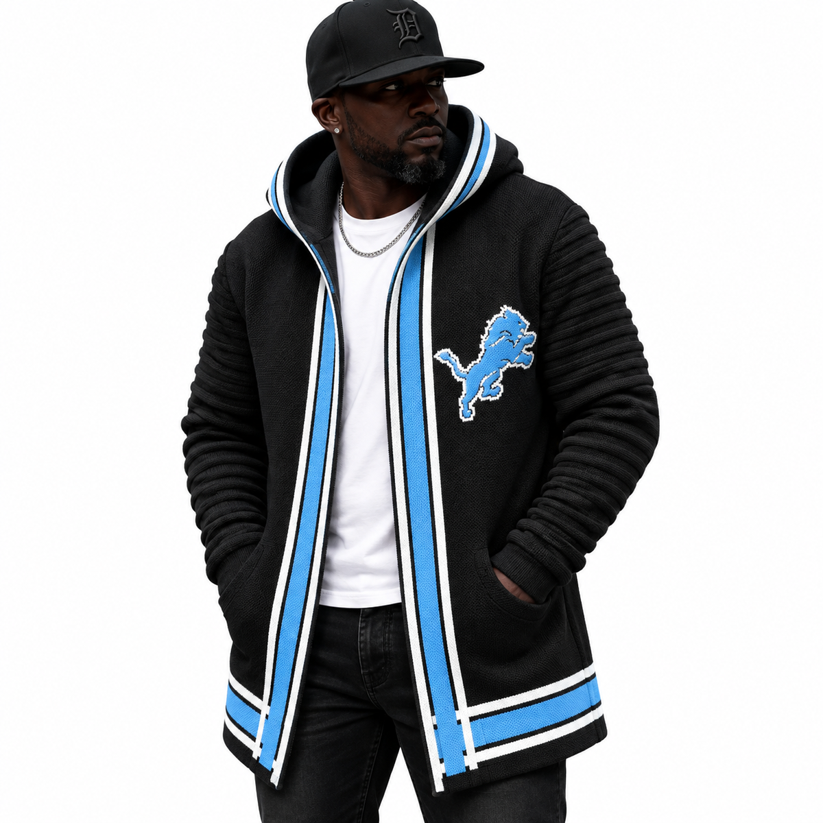 Detroit Edition ¾-Length Sweater Cardigan – OIM Black