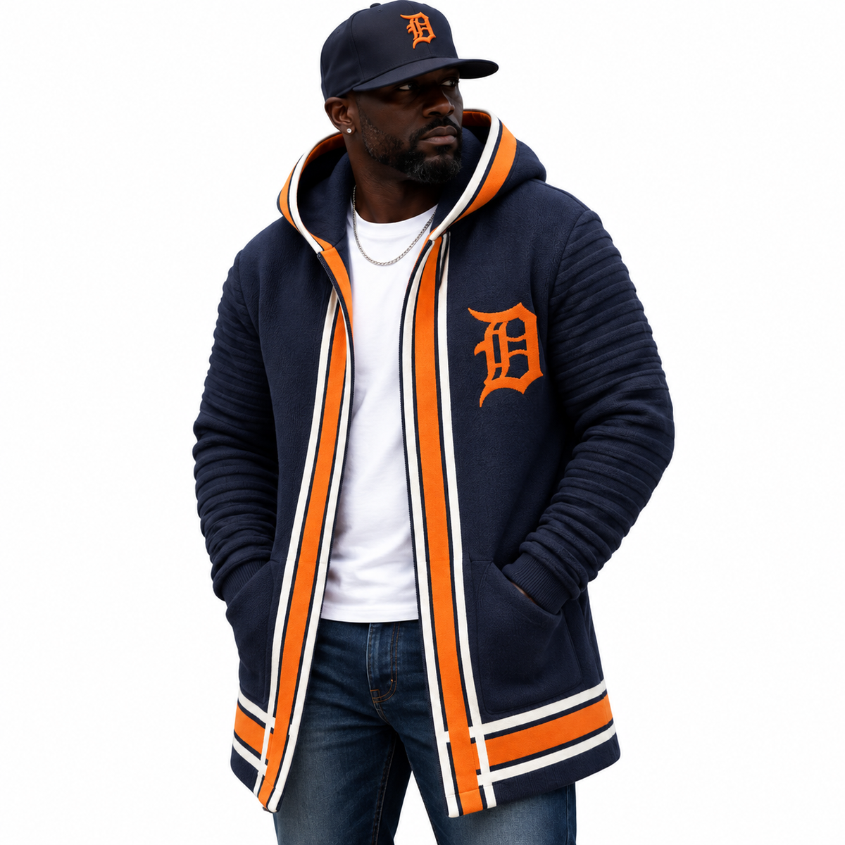 Detroit Edition ¾-Length Sweater Jacket – OIM Navy