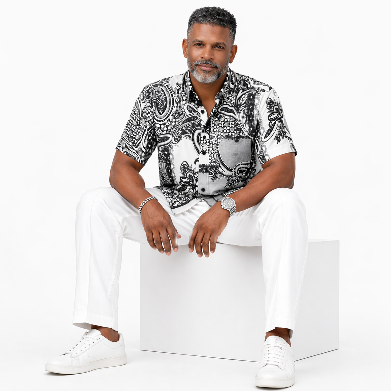 Inserch Premium Linen Shirt - Black White Gray