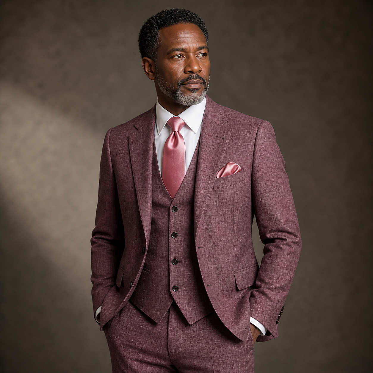 Rossi Man Modern Fit 3-Piece Vested Suit - Light Burgundy 2016
