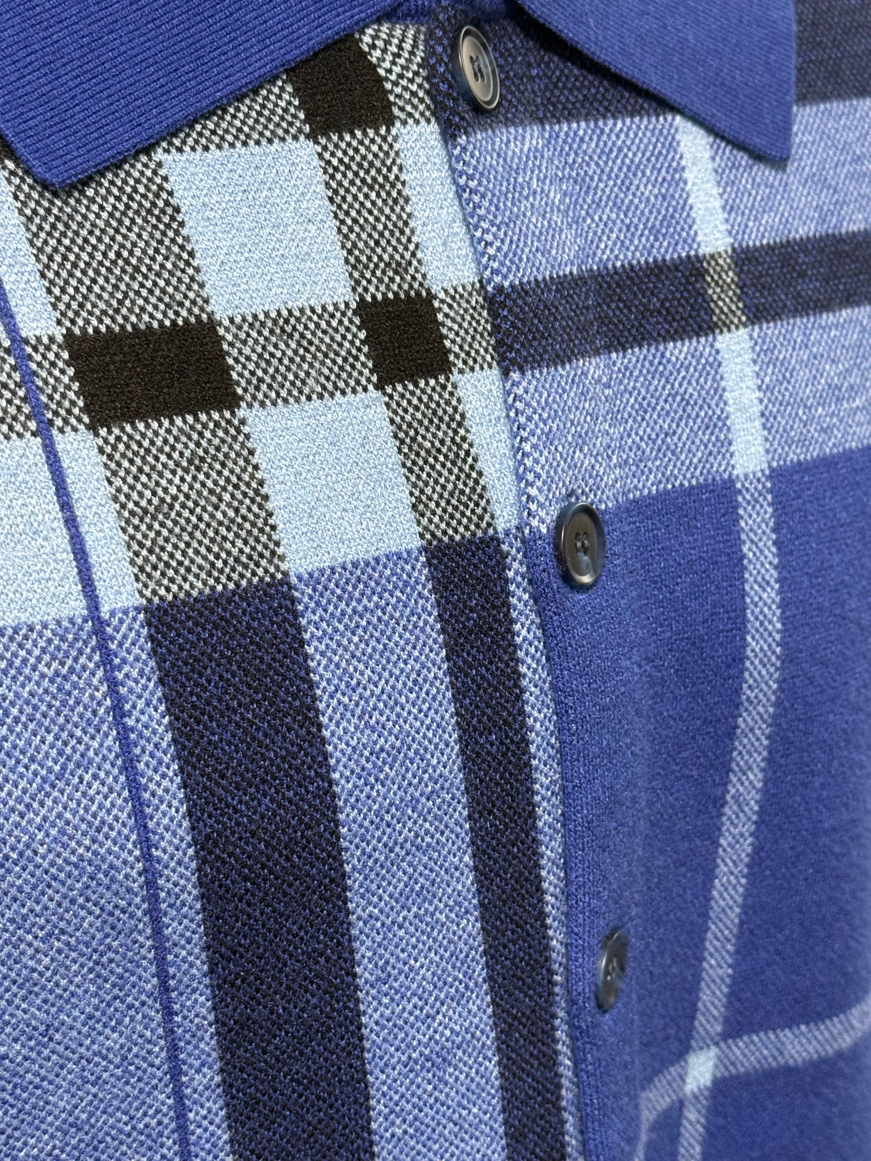 Lanzino Men’s Knit Button-Up Sweater – Blue