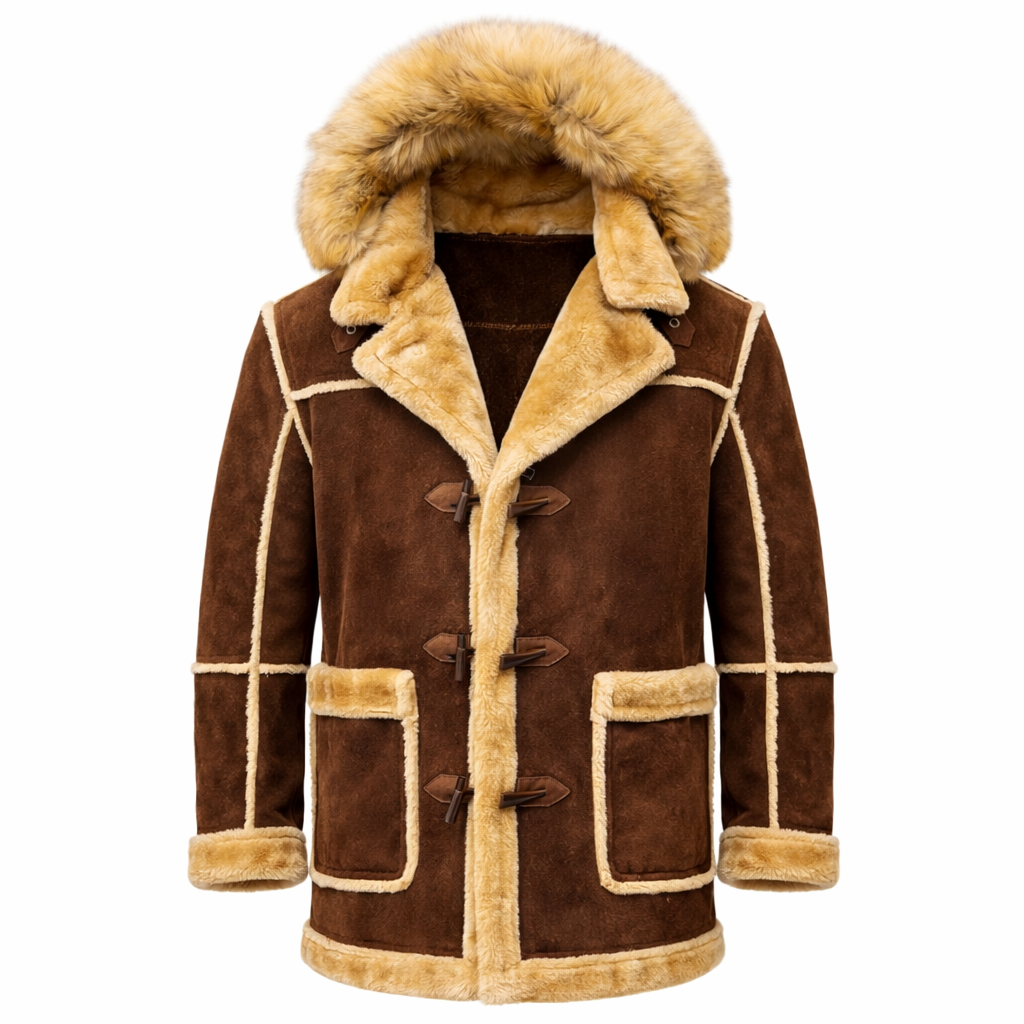 3/4 Length Faux Shearling Coat – Brown -Jordan Craig