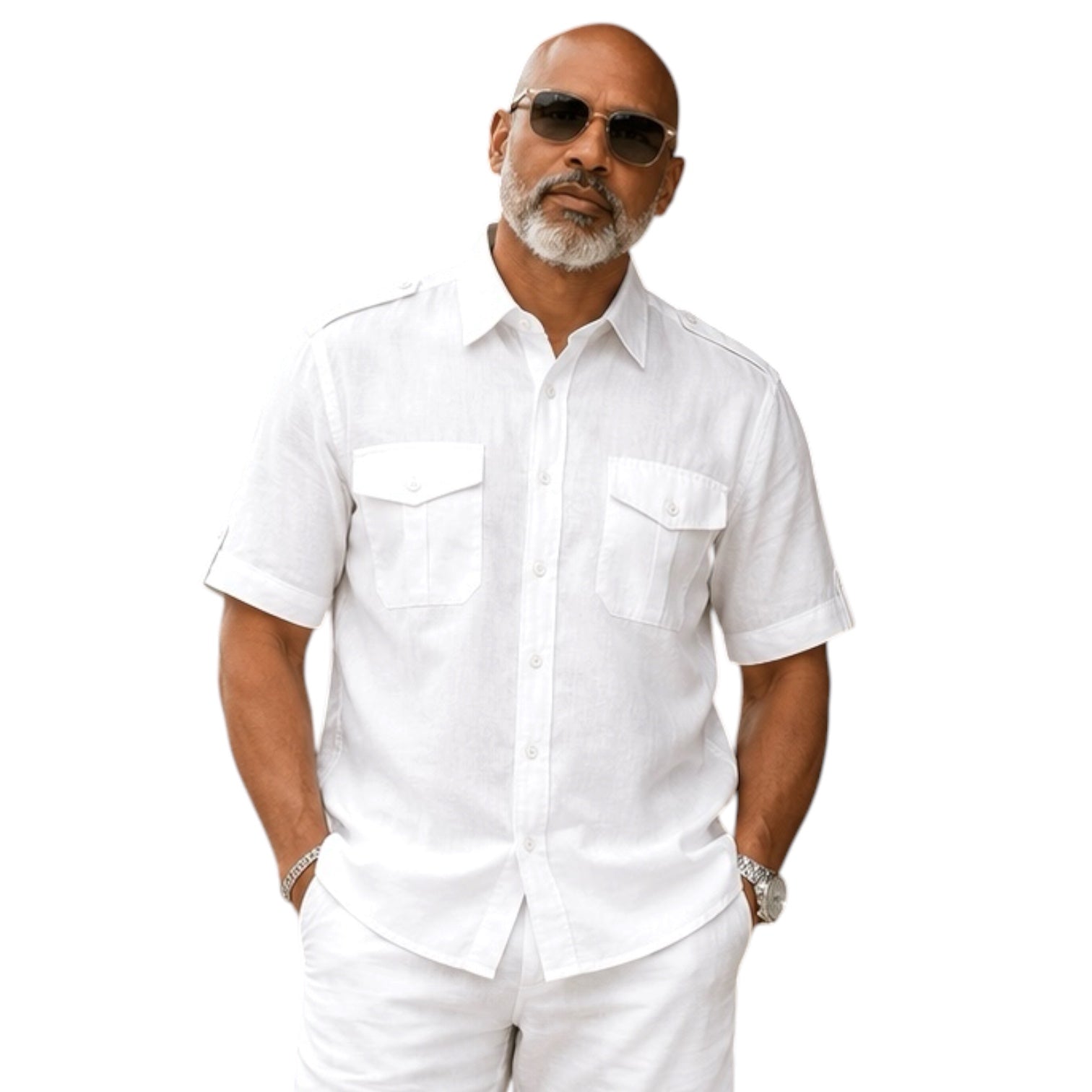 Inserch Military Linen Shirt (White)