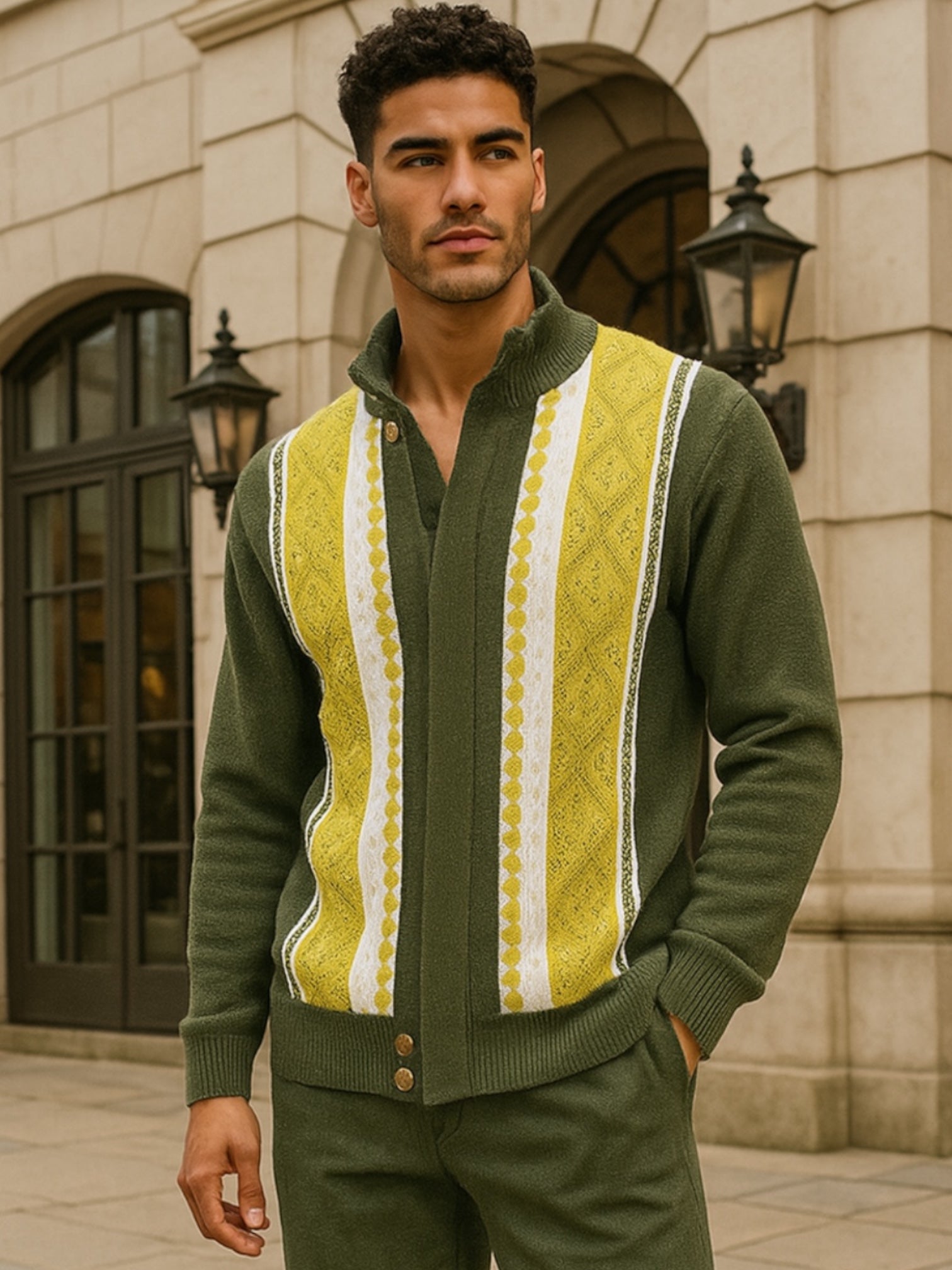 Silversilk Sweater Jacket (Olive) 11007