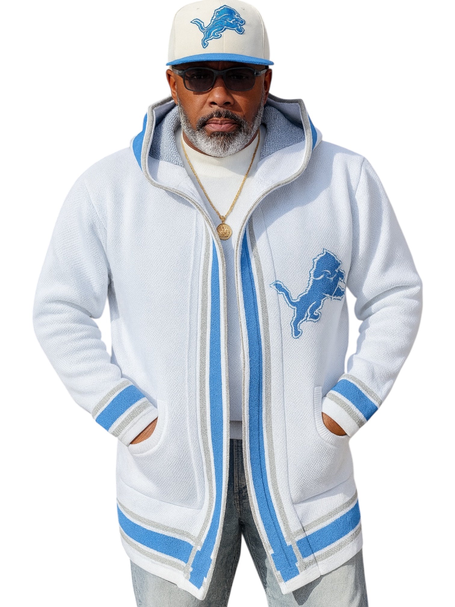 OIM "Detroit" 3/4 Length Sweater Jacket (White)