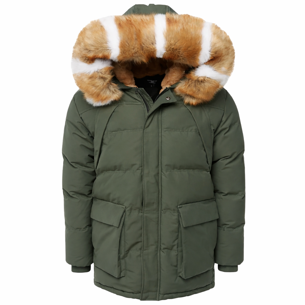 Jordan Craig Fur Lined Parka Coat (Army)