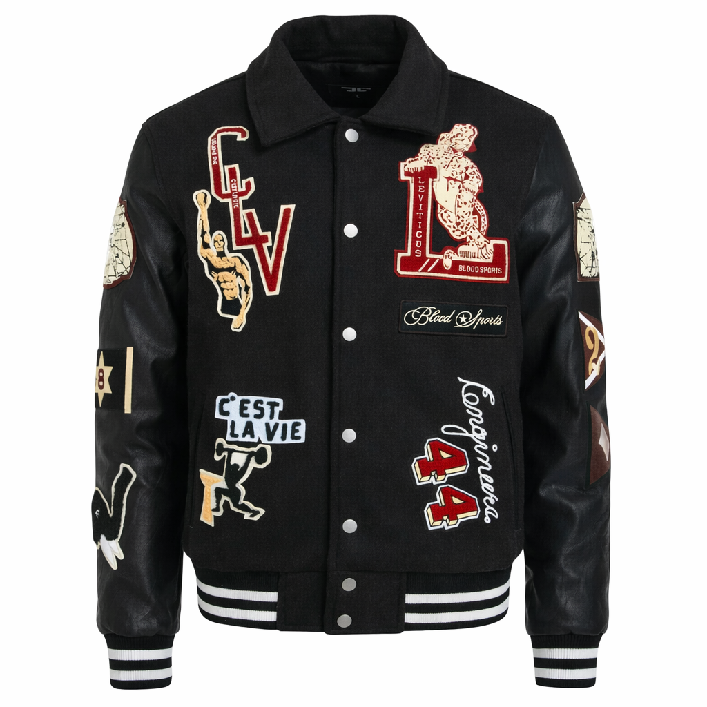 Jordan Craig Men’s Wool Bomber Jacket – Black Burgundy