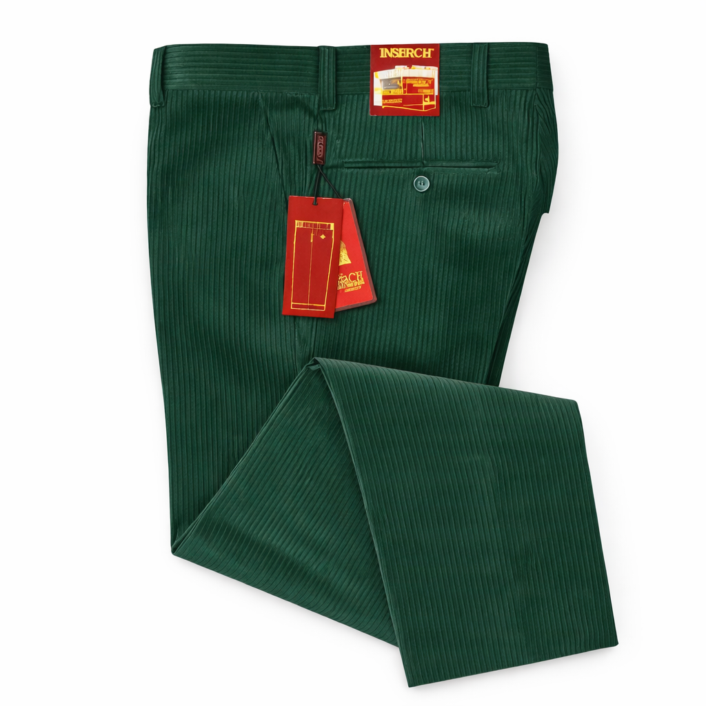 Inserch Mens 100% Cotton Flat Front Corduroy Pants Hunter P3103 38