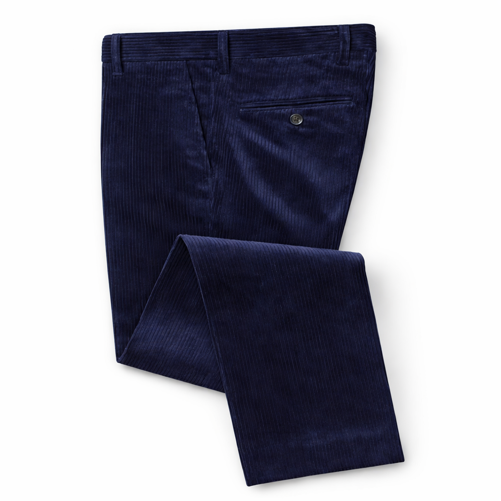 Inserch Men’s 100% Cotton Flat Front Corduroy Pants Navy P3103