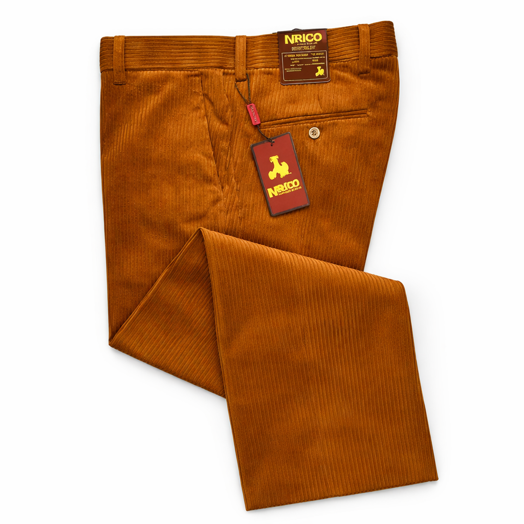 Inserch Men’s 100% Cotton Flat Front Corduroy Pants Caramel P3103