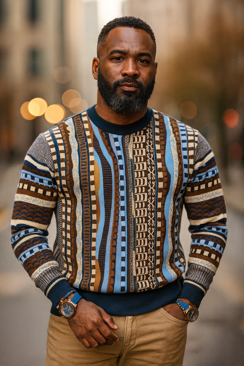 Cigar Couture "Sunset" Knit Sweater (Navy)