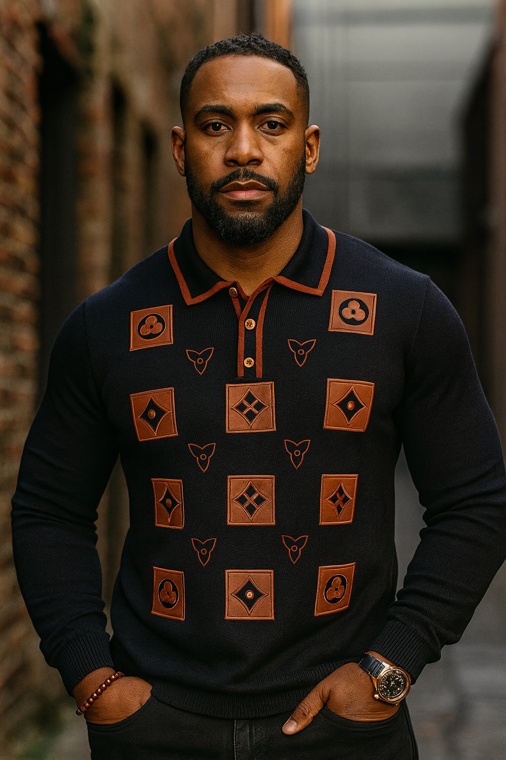 Prestige "Lankin" Polo Sweater (Black) 569