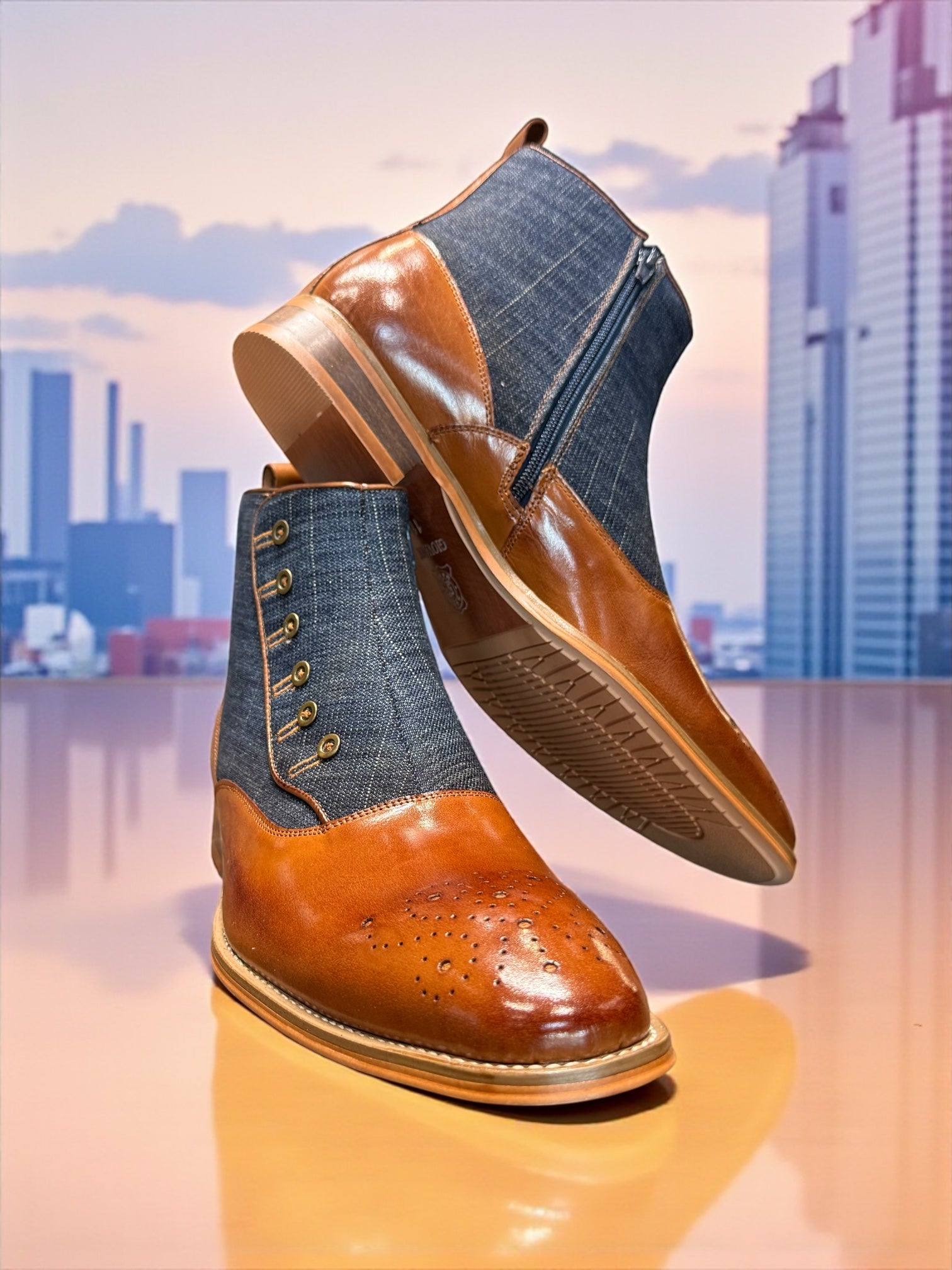 Giovanni Denim Boot (Cognac/Denim)