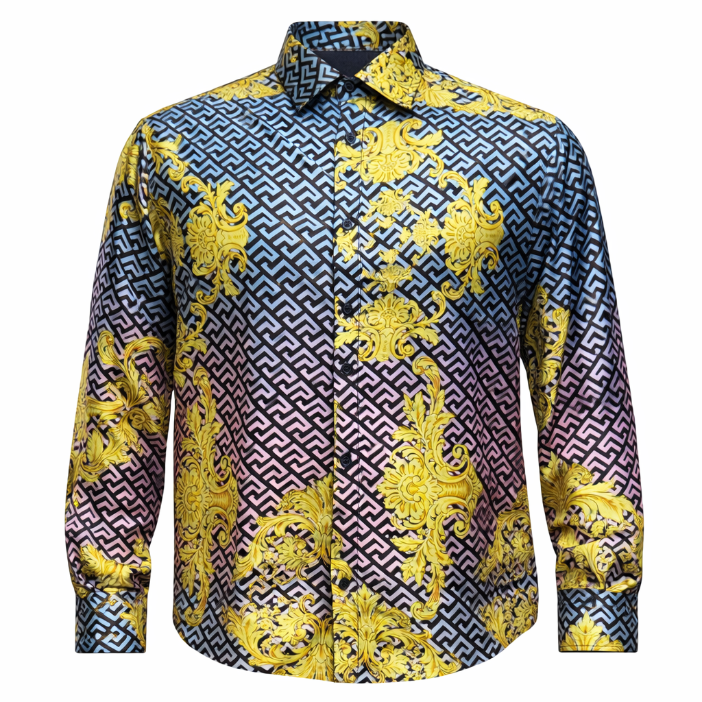 Inserch Grecian Print Satin Shirt – Multi LS053