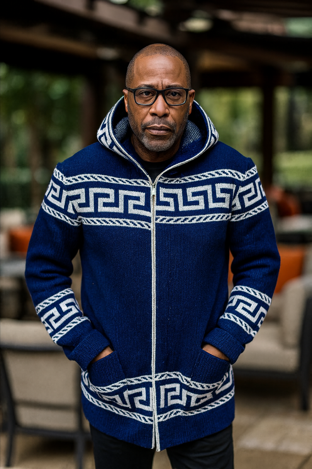 OIM "King" Cardigan 3/4 Length Sweater Jacket (Navy)