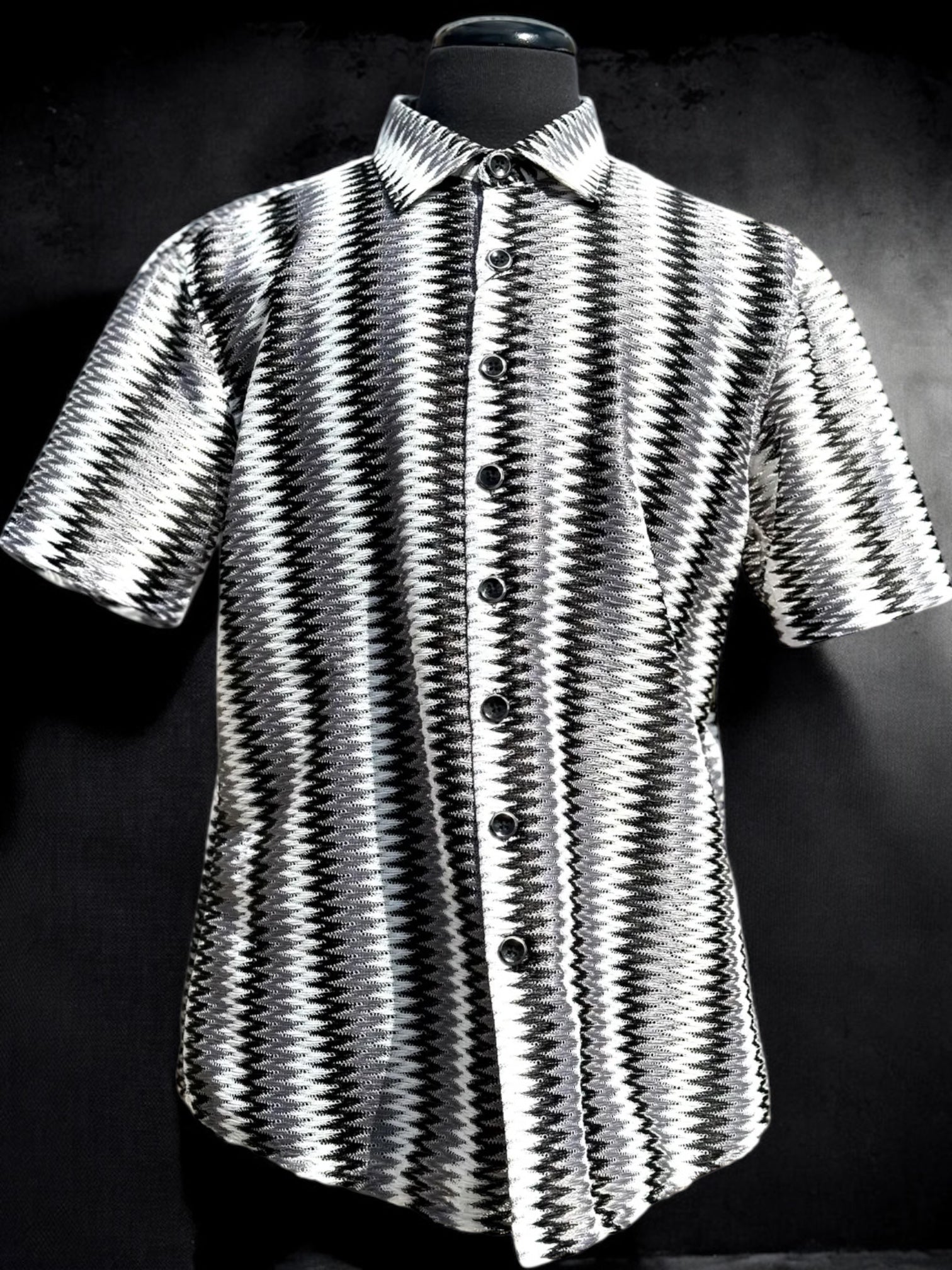 Lanzino "Woven" Short Sleeve Shirt (Black) 106