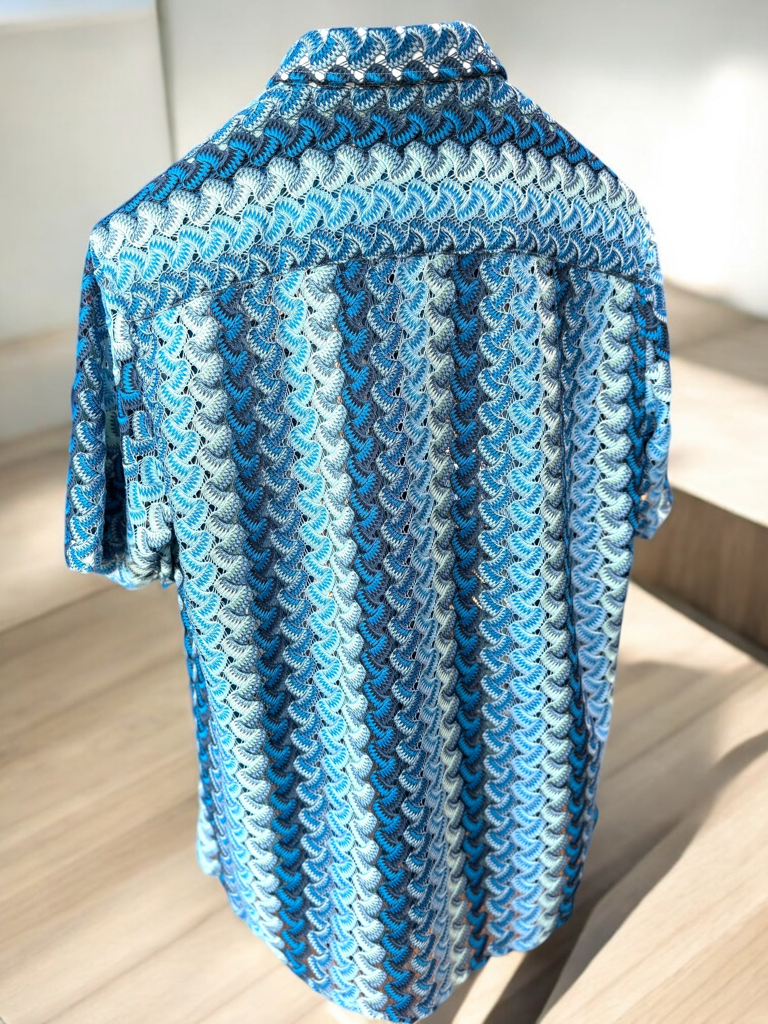 Lanzino "Woven" Short Sleeve Shirt (Sky) 102