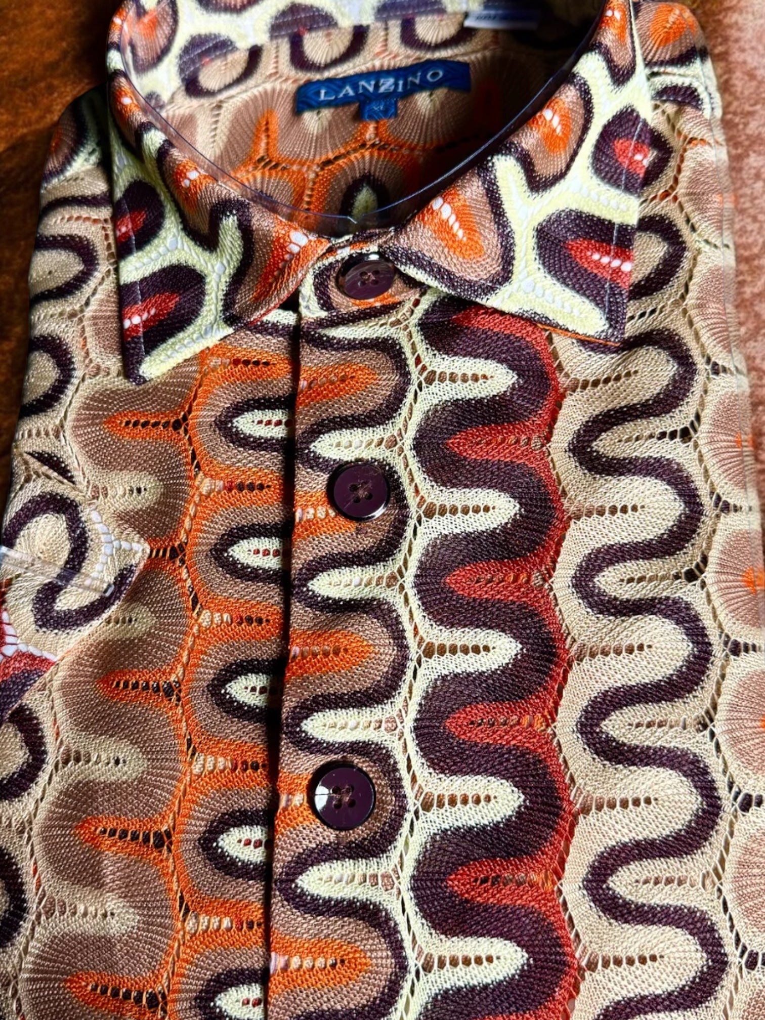 Lanzino "Woven" Short Sleeve Shirt (Brown) 102